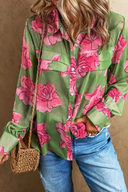 TEEK - Green Rosy Long Sleeve Shirt