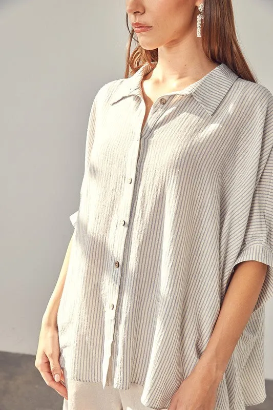 TEEK - Striped Button Up Shirt