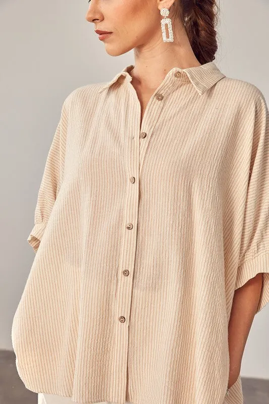 TEEK - Striped Button Up Shirt