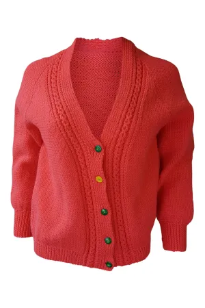 UNLABELLED Vintage Button Front Pink Cardigan (M)