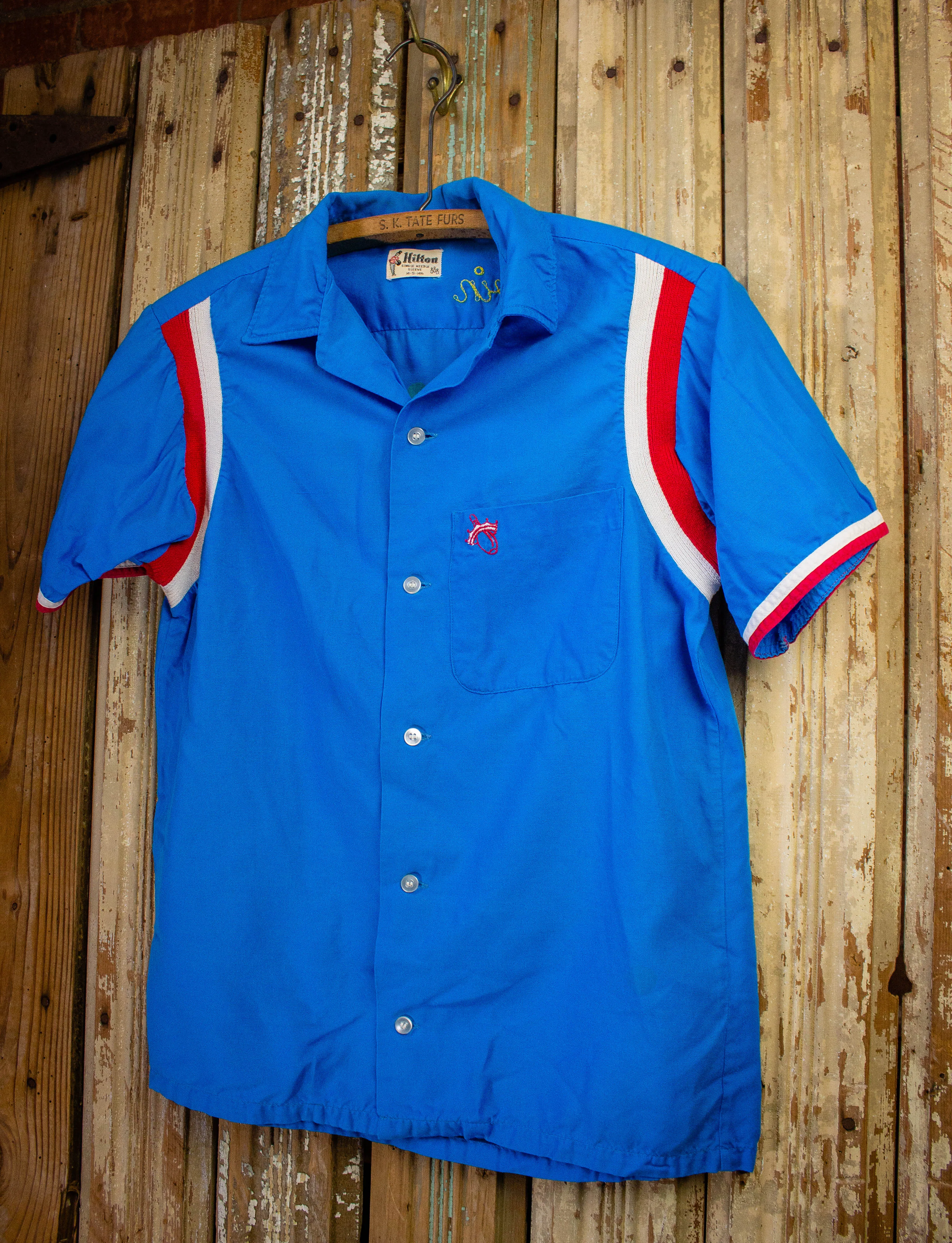 Vintage Baldwin Bowling Shirt 70s Blue S