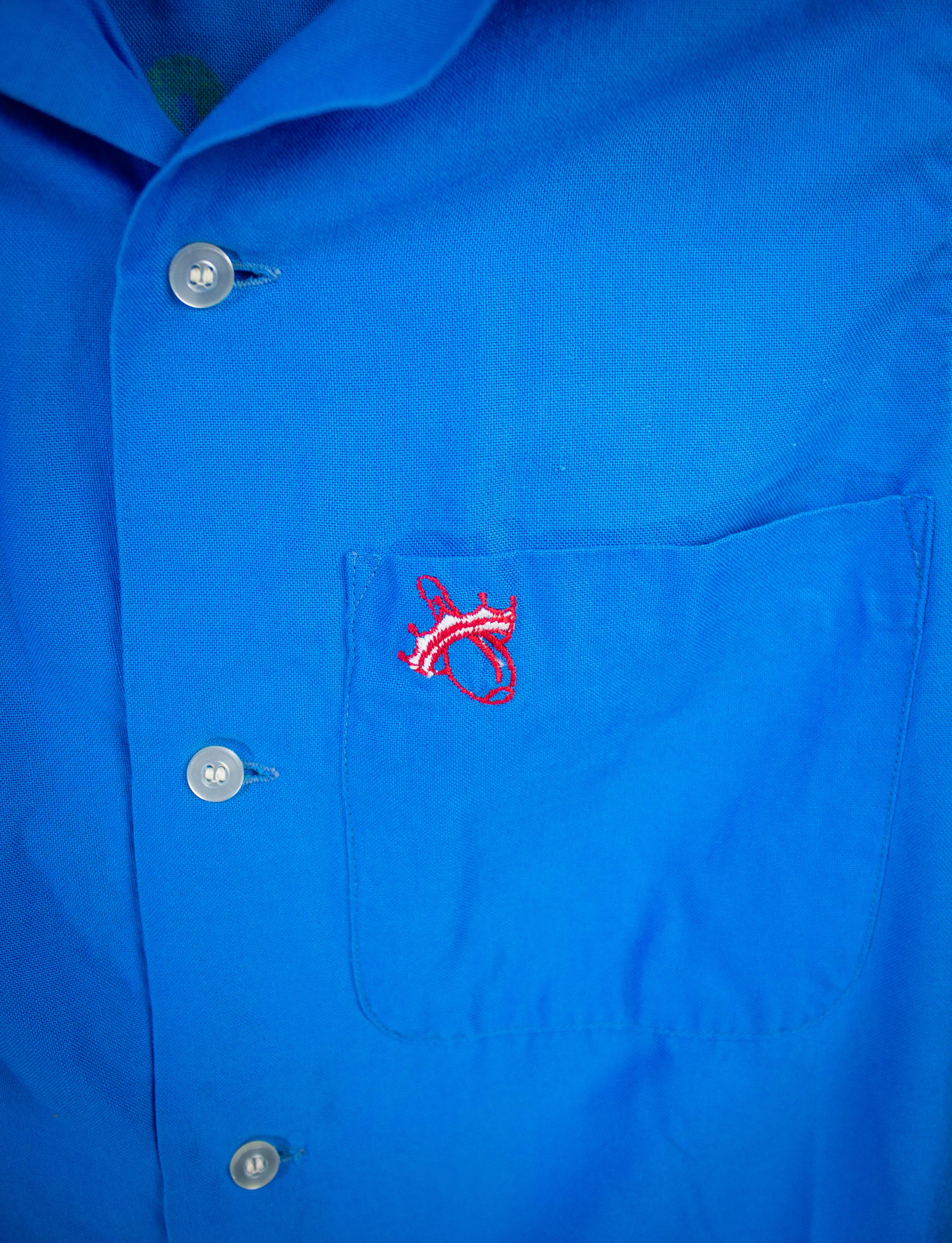 Vintage Baldwin Bowling Shirt 70s Blue S