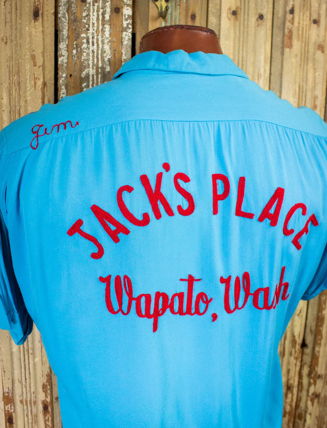 Vintage Jack's Place "Jim" Bowling Shirt 50s Blue XL