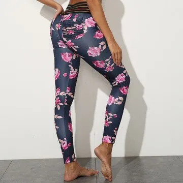 Women High Waist Floral Leggings