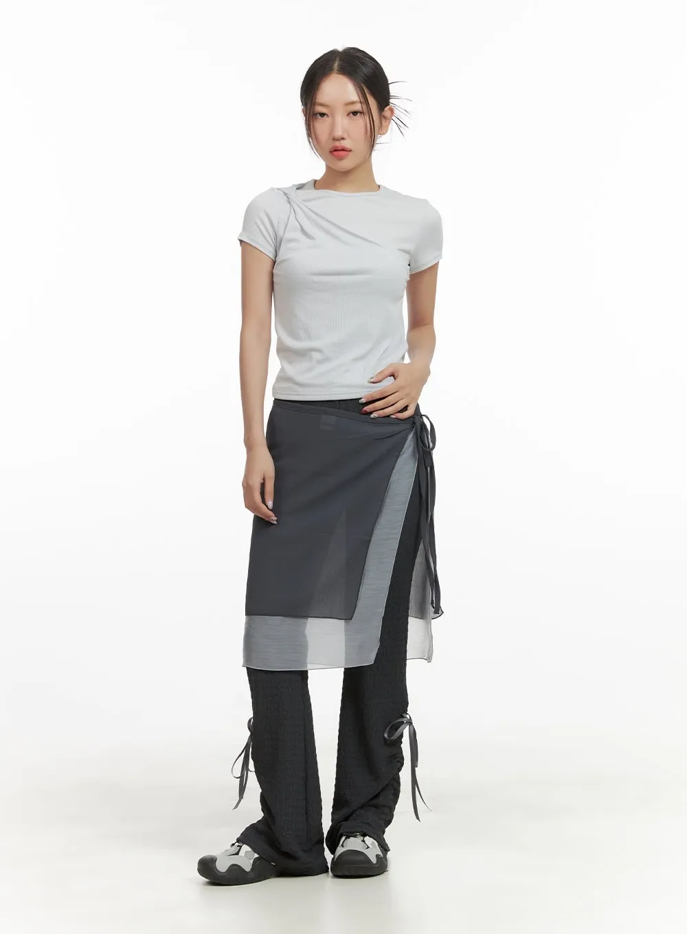 Wrap Layered Midi Skirt CY423